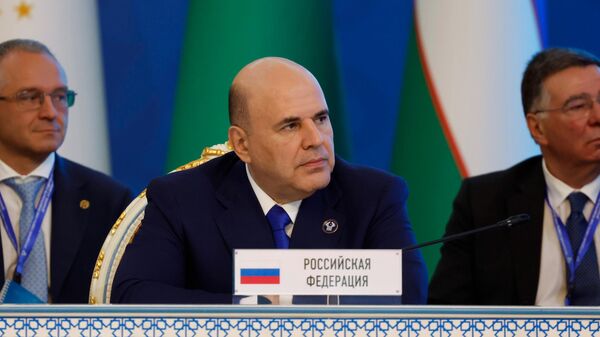 Председатель правительства РФ Михаил Мишустин на заседании Совета глав правительств Содружества Независимых Государств (СНГ) в Душанбе. - Sputnik Таджикистан
